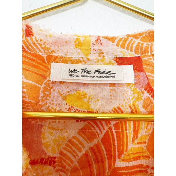 Free People Tropical Hawaiian Maxi Tunic Top Size Medium Lightweight Boho Resort - Picture 5 of 13